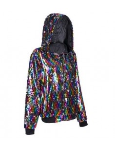 35. Rainbow paljetthoodie Jacka (vändbara paljetter 2färgs)
