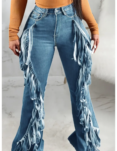 2. Stretchjeans med fransar