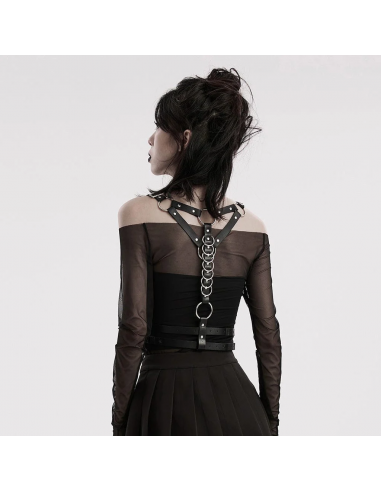 21. svart vegan harness med “silver”ringar