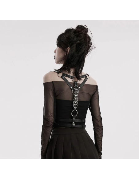 21. svart vegan harness med “silver”ringar