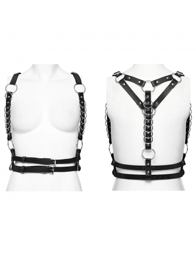 21. svart vegan harness med “silver”ringar