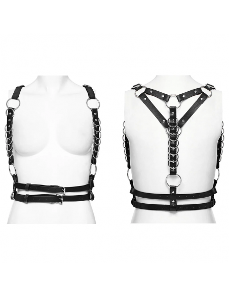 21. svart vegan harness med “silver”ringar